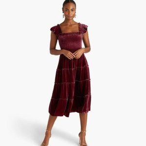 Hill House Ellie Nap Dress in Burgundy Velvet. Size X-Small. NWT